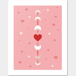 Love Boho Moons and Hearts Posters and Art